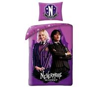 Halantex Mercredi avec ENID Sinclair - Housse de couette 140 x 200 cm + taie d'oreiller 70 x 90 cm - 100 % polyester - Violet