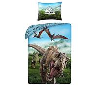 Halantex Parure de lit 100% Coton Original Jurassic World Dinosaur T-Rex Housse DE Couette 140x 200cm + Taie d'oreiller 70x90cm