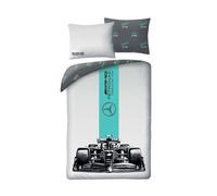 Halantex Parure de lit Formule 1 Mercedes, 100% coton réversible 140x200 cm avec taie d'oreiller