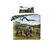 Halantex Parure de lit Jurassic World T.Rex Dinosaure 2 pièces Parure de lit 140 x 200 + 70 x 90 cm - Housse de couette 100 % coton certifié Öko-Tex