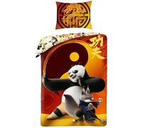 Halantex Parure de lit KUNG FU Panda guerriers PO et ZHEN - Housse de couette 140 x 200 cm avec taie d'oreiller 70 x 90 cm - 100 % coton multicolore