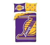 Halantex Parure de Lit Los Angeles Lakers - Housse de Couette NBA Réversible avec Design Officiel - Certification Oeko-Tex Standard 100 - Enfant et Adulte - 140x200 cm