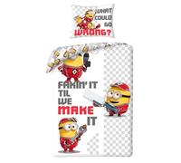 Halantex Parure de lit Minions Moi Moche et méchant 4 - Housse de Couette 140 x 200 cm avec taie d'oreiller 70 x 90 cm - 100% Polyester Multicolore