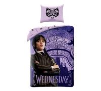 Halantex WEDNESDAY NEVERMORE ACADEMY Housse de couette 140 x 200 cm avec taie d'oreiller 70 x 90 cm - 100 % coton Multicolore