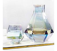 HALAWAKA Pichet d'eau en verre cristal sans plomb avec boule en bois pour eau froide, jus, thé glacé et boissons 1,2 l