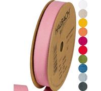 Halbach 24500 - Ruban de soie en coton - 20 mm x 20 m - Pour travaux manuels - Vendu au mètre - Ruban en tissu pour décorations - 100% coton - Pour bricolage, artisanat, couture - Couleur : rose