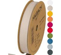 Halbach 24500 Ruban de soie en coton - 20 mm x 20 m - Pour travaux manuels - Vendu au mètre - Ruban en tissu pour décorations - 100% coton - Pour bricolage, artisanat, biais - Couture - Couleur : lin