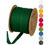 Halbach Seidenbänder Ruban en coton - 10 mm x 30 m - 100% coton - Vendu au mètre - Pour décorations, bricolage, artisanat, couture - Vert sapin