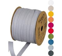 Halbach Seidenbänder Ruban en coton - 10 mm x 30 m - Ruban tissé 100% coton - Vendu au mètre - Ruban en tissu pour décorations, bricolage, artisanat, couture - Couleur : gris