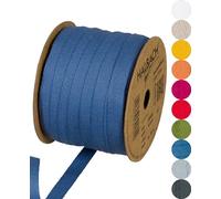 Halbach Seidenbänder Ruban en coton - 10 mm x 30 m - Ruban tissé 100% coton - Vendu au mètre - Ruban en tissu pour décorations, bricolage, artisanat, biais, couture - Couleur : bleu jean