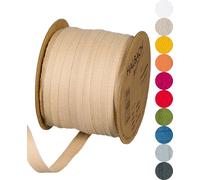 Halbach Seidenbänder Ruban en coton 10 mm x 30 m - Ruban tissé 100% coton - Vendu au mètre - Ruban en tissu pour décorations, bricolage, artisanat, couture - Couleur sable