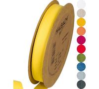 Halbach Seidenbänder Ruban en coton - 20 mm x 20 m - 100% coton - Vendu au mètre - Ruban en tissu pour décorations, bricolage, couture, jaune