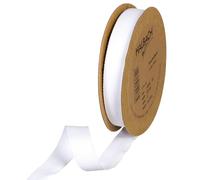 Halbach Seidenbänder Ruban en coton - 20 mm x 20 m - Ruban tissé 100% coton - Vendu au mètre - Ruban en tissu pour décorations, bricolage, artisanat, couture - Couleur : blanc