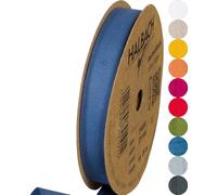 Halbach Seidenbänder Ruban en coton - 20 mm x 20 m - Ruban tissé 100% coton - Vendu au mètre - Ruban en tissu pour décorations, bricolage, artisanat, biais, couture - Couleur : bleu jean