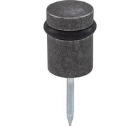HALCÖ 0529.143.00.0.01 Butée de porte avec anneau en caoutchouc rond Ø 30 mm, acier galvanisé noir passif, argent