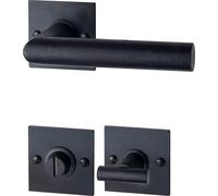 HALCÖ Garniture à béquilles DAVOS - sur rosace carrée WC, TS-50, acier noir