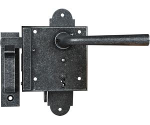 HALCÖ Kit serrure BB, béquille de serrure à palastre à droite, zinguée passivée noire