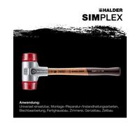 Halder Maillet SIMPLEX 3106.050 – embout plastique, boîtier aluminium, manche en bois D=50 mm