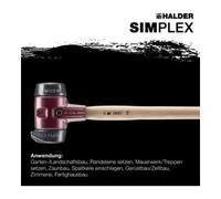 Marteau de frappeur HALDER SIMPLEX Caoutchouc chargé avec pied intégré / caoutchouc chargé avec boîtier en fonte malléable, manche en bois hickory de haute qualité - D=60 mm - 3022.261