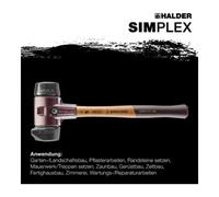 Maillet HALDER SIMPLEX Caoutchouc chargé, avec pied intégré / avec boîtier en fonte malléable et manche en bois de haute qualité - D=60 mm - 3022.260