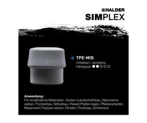 Halder Halder Schonhammer SIMPLEX 60mm Caoutchouc / TPE-Mid avec support Boîtier en fonte d'acier Quantité:1