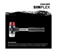 Maillet HALDER SIMPLEX Plastique / superplastique avec boîtier en fonte malléable renforcée et manche en fibre de verre - D=30 mm - 3767.030