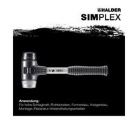 Maillet HALDER SIMPLEX Caoutchouc chargé / métal doux avec boîtier en fonte malléable renforcée et manche en fibre de verre - D=40 mm - 3729.040