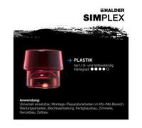 Halder Maillet SIMPLEX Plastique/métal doux, boîtier fonte malléable renforcée, manche fibre 40 mm