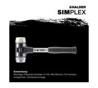 Maillet HALDER SIMPLEX Nylon / métal doux avec boîtier en fonte malléable renforcée et manche en fibre de verre - D=60 mm - 3789.060