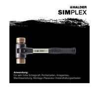 Maillet HALDER SIMPLEX Cuivre avec boîtier en fonte malléable renforcée et manche en fibre de verre - D=30 mm - 3704.030