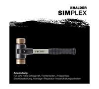 Halder Maillet à frappe amortie SIMPLEX L. 330 mm D. tête 40 mm dur fibre de verre cuiv Quantité:1