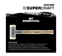 Halder Maillet SUPERCRAFT 3366.020 – Manche Hickory vernis ergonomique, anti‑vibrations Ø 20 mm