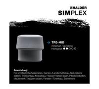 Halder Tête de rechange SIMPLEX 3203.060 – TPE moyen gris – Ø 60 mm – 140 g