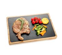 HALE OTEIR Planche de service en ardoise en bois d'acacia avec ardoise, plateau à fromage, plateau en ardoise pour buffet, plateau à fromage - Parfait pour les antipasti