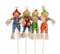 Halearo Mini épouvantail Debout 13 Pouces, 4 Pièces, Ornement de Jardin d'automne avec Balai 4 Couleurs pour Décoration d'halloween, Fête dans la Cour (Colorée)