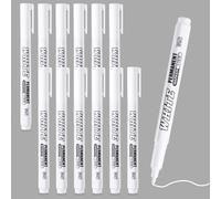 Halinuia 12 Pièces Marqueur Blanc Permanent, Feutre Acrylique Indelebile Séchage Rapide Pointe 1-2 mm pour Bois, Verre, Pierre, Plastique, Céramique, Textile, Pneus