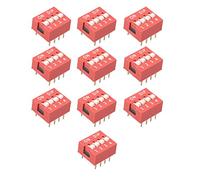 HALJIA 10 pièces 4 façons 8 broches contacts Tone Plaque Or Rouge Type de diapositive Interrupteur DIP 2.54mm