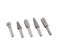 HALJIA 5Pcs en carbure de tungstène fichier rotatif Rape Ensemble de mèches en bois à découper Embouts pour meulage, polissage, Sculpture, coupe chanfrein creusé Sloting des plastiques gommes métaux