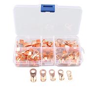 HALJIA 70PCS Open Barrel Bornes À Anneaux en Cuivre Câble Fil À Sertir Connecteur OT Fil À Sertir Connecteurs Kit Assortiment, OT 10A 20A 30A 40A 50A