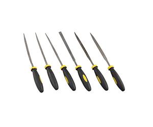 HALJIA Mini assortis à la main Aiguille fichier Bois Râpe avec poignée en caoutchouc Poignées Comprend Plat Warding carré rond triangulaire et demi Lime ronde 3 x 140 mm (6)