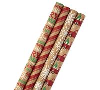 Hallmark 5EWR6354 Rouleau de papier kraft Quad Pack Christmas Kraft, 4 Pack