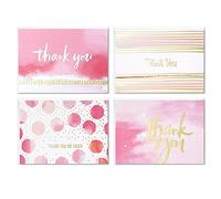 Hallmark Assortiment de cartes de remerciement, aquarelle rose et or (40 notes de remerciement avec enveloppes pour mariage, fête prénuptiale, fête prénatale, affaires, remise de diplôme)