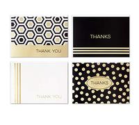 Hallmark Assortiment de cartes de remerciement, motif géométrique noir et doré (40 notes de remerciement avec enveloppes pour mariage, affaires, remise de diplôme, toutes les occasions)