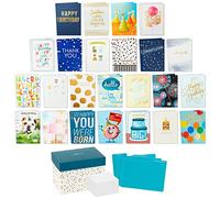 Hallmark Assortiment de cartes pour toutes occasions : 48 cartes et enveloppes avec boîte de rangement pour cartes (pois)