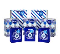 Hallmark Assortiment de sacs cadeaux de vacances, bleu et argent (lot de 8 sacs cadeaux ; 3 petits 15,2 cm, 3 moyens 22,9 cm, 2 grands 33 cm), flocons de neige, rayures