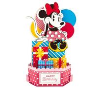 Hallmark Carte d'anniversaire 3D et pop up, Disney Minnie Mouse avec cadeaux et ballons, pour elle, rose, rouge