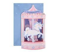 Hallmark Carte d'anniversaire 3D pour petite-fille - Motif carrousel licorne mignon