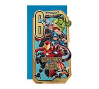 Hallmark Carte d'anniversaire 6 ans Marvel Avengers, activité à l'intérieur, doré, bleu