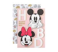 Hallmark Carte d'anniversaire contemporaine Disney Mickey Mouse et Minnie Mouse « HBD »