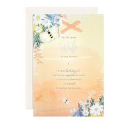 Hallmark Carte d'anniversaire pour femme, motif floral, verset sincère, orange